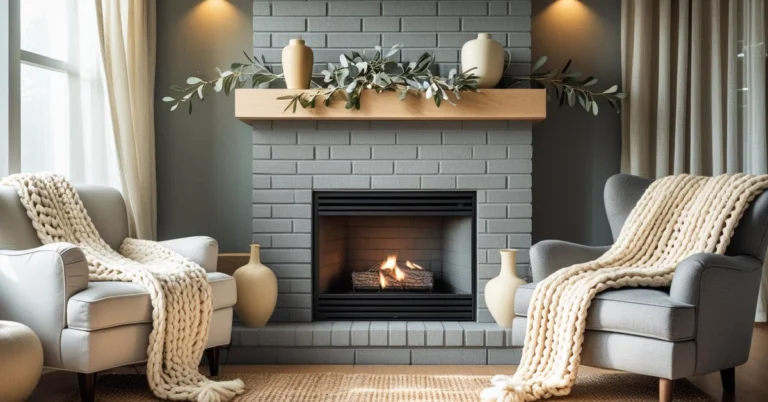 Gray Brick Fireplace