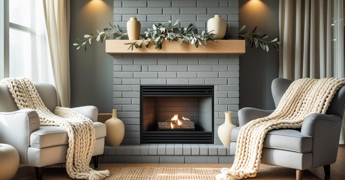 Gray Brick Fireplace