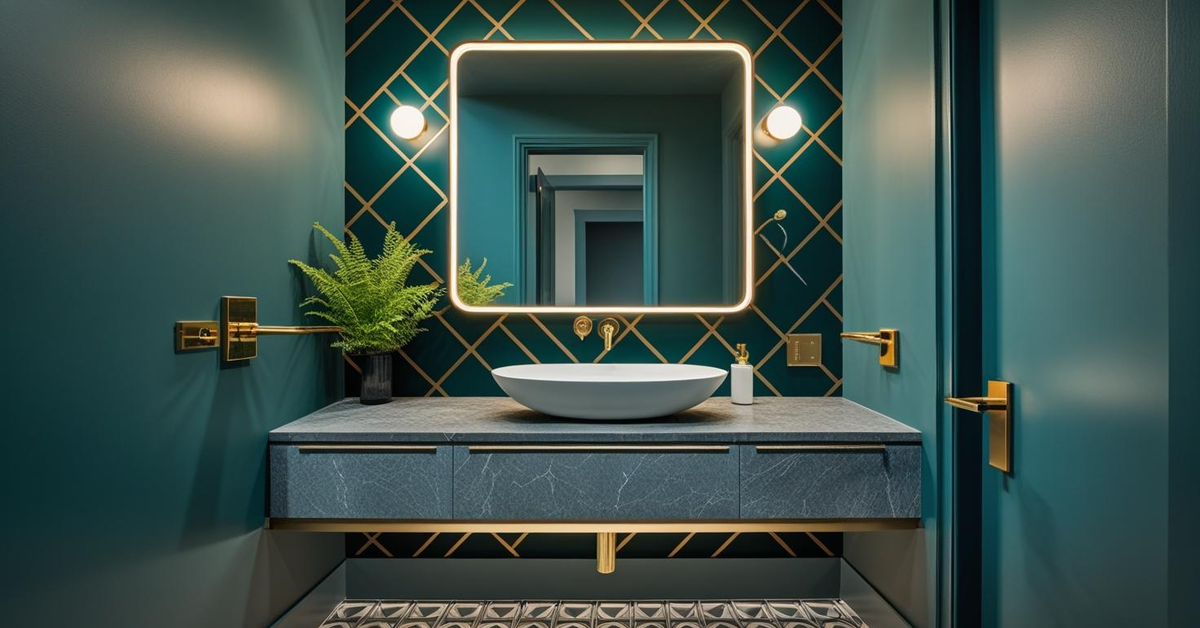 modren statement powder room ideas