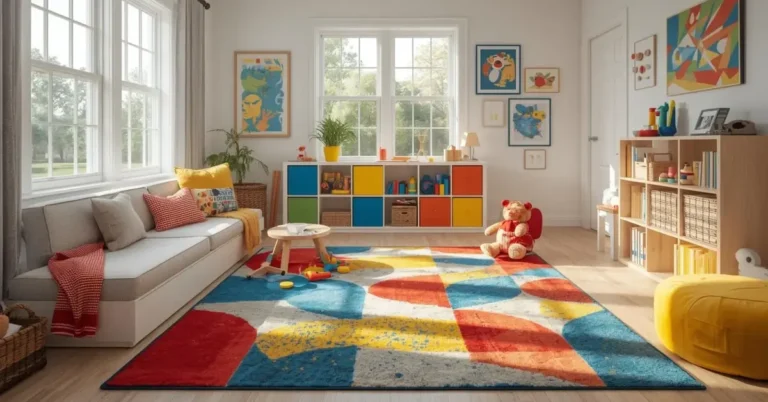 10 Colorful Playroom Rug Ideas