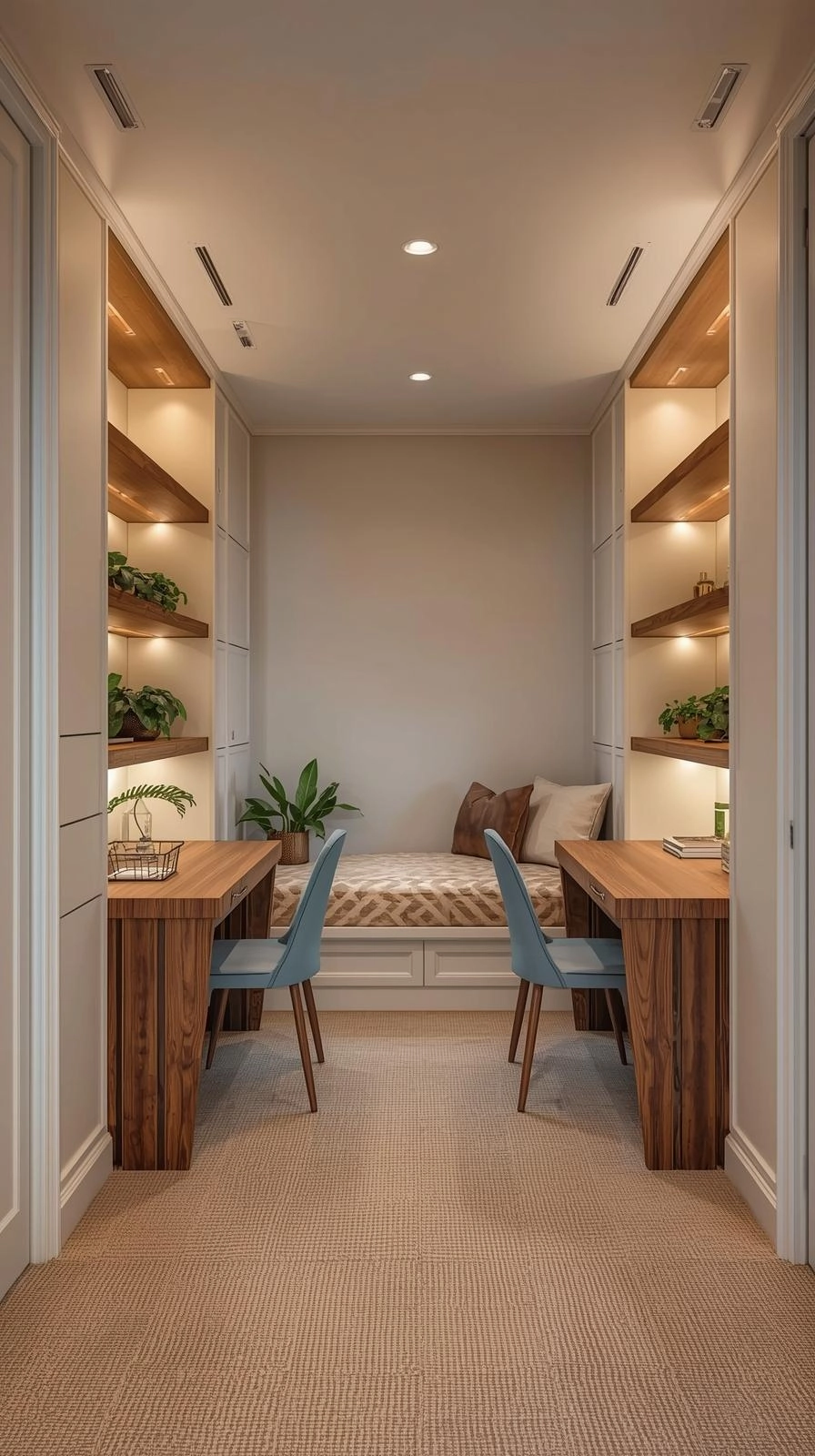 Centered Daybed with Desk on Both Sides